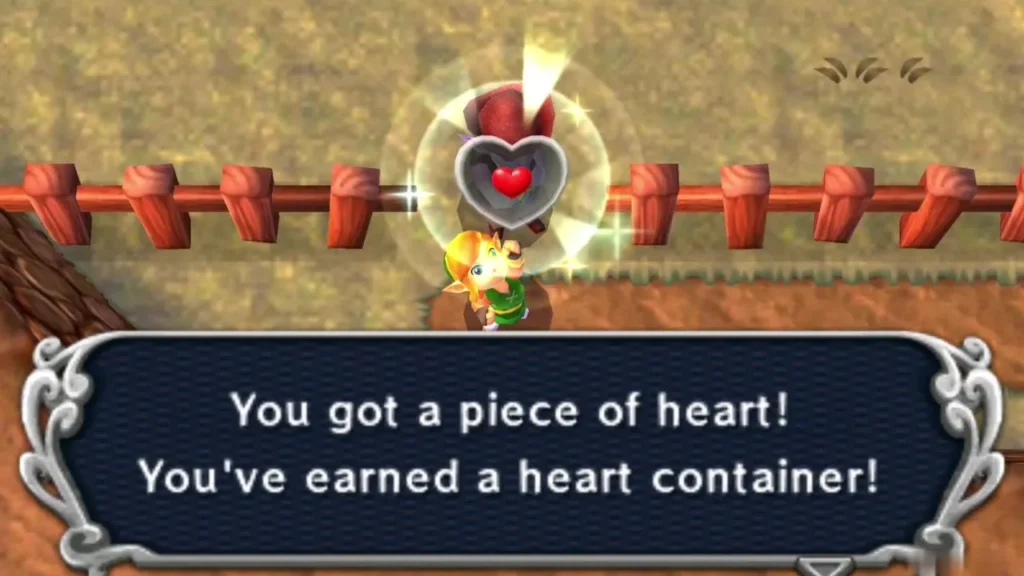 Link receives a Piece of Heart from the Rupee Rush reward