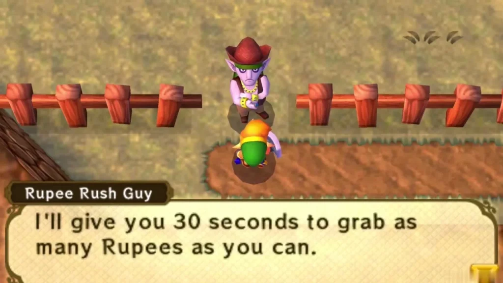 Rupee Rush Guy explains that he gives 30 seconds to grab Rupees