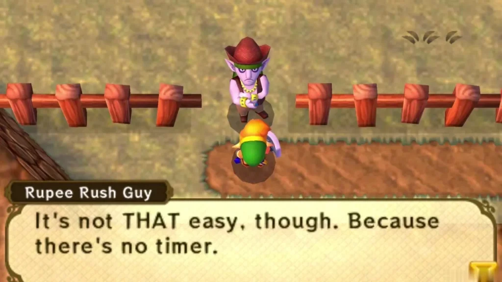 Rupee Rush Guy explains the course has no timer on screen