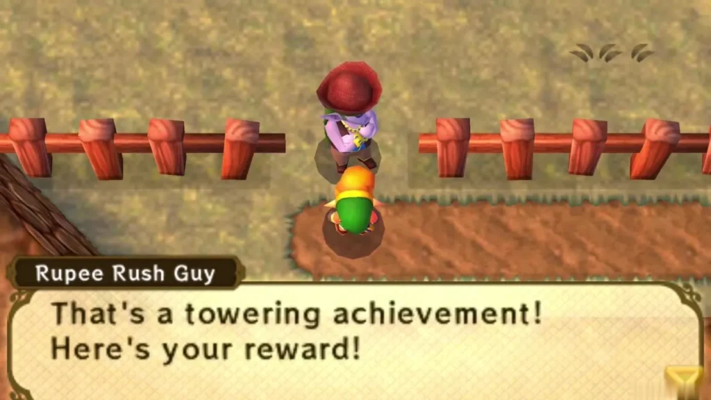Rupee Rush Guy tells Link he has earned his reward
