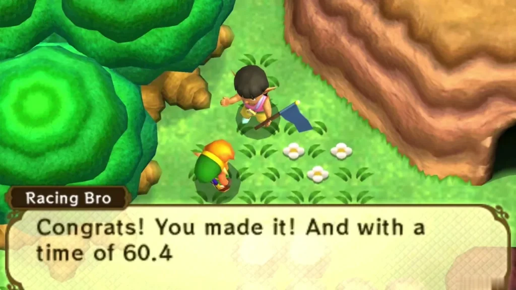 Racing Bro congratulates Link on a 60.4 second finish in the second race