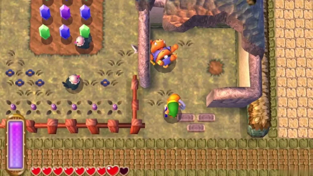 Link in one of the fenced garden plots in Thieves Town