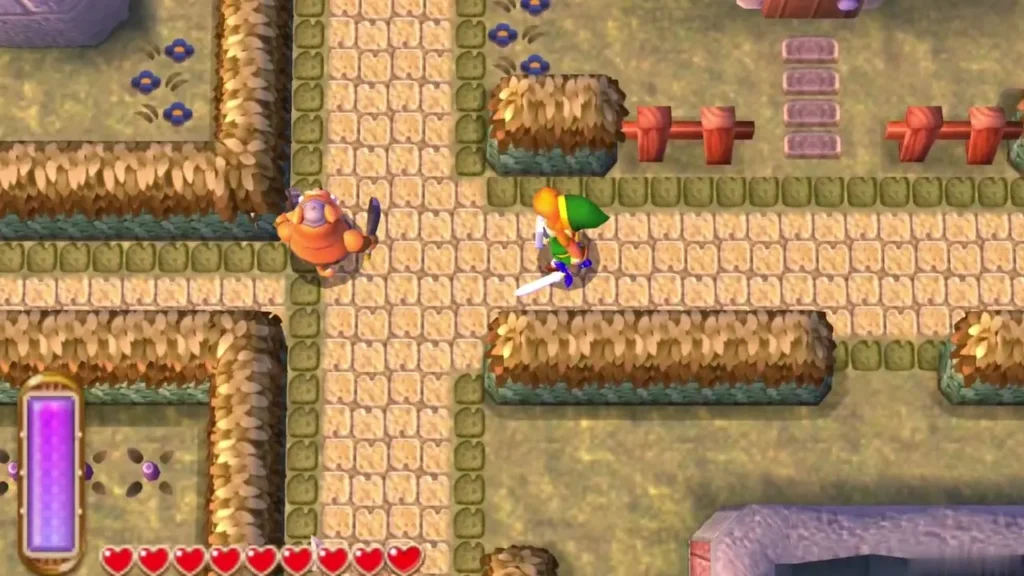 Link walking the streets of Thieves Town past one of the thieves