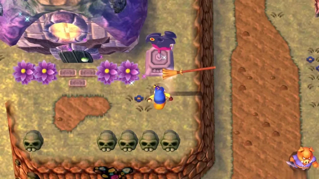 Link walks past the Weather Vane in front of the Vacant House