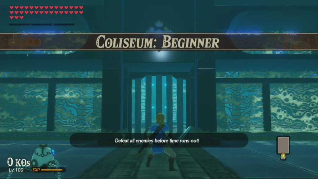 Official artwork of Coliseum: Beginner, Link before a teal gate under its title card
