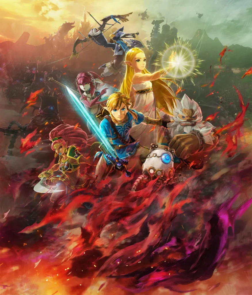 Official promotional image of the heroes of Age of Calamity gathered for battle