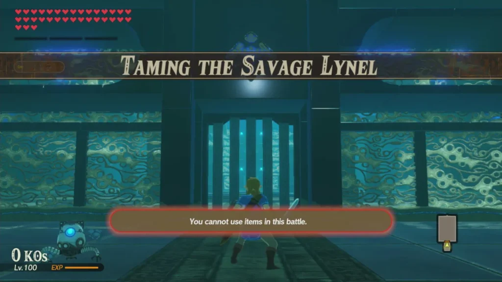 Taming the Savage Lynel title card in a teal temple, with Terrako at the left edge