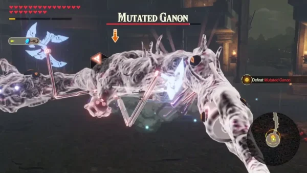 Mutated Ganon's pale, writhing body fills the coliseum as its name bar appears at the top of the screen Mutated Ganon's pale, writhing body fills the coliseum as its name bar appears at the top of the screen
