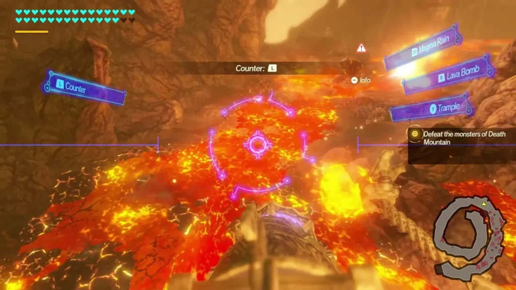 Vah Rudania Counter prompt over lava during the monster wave on Death Mountain Vah Rudania Counter prompt over lava during the monster wave on Death Mountain