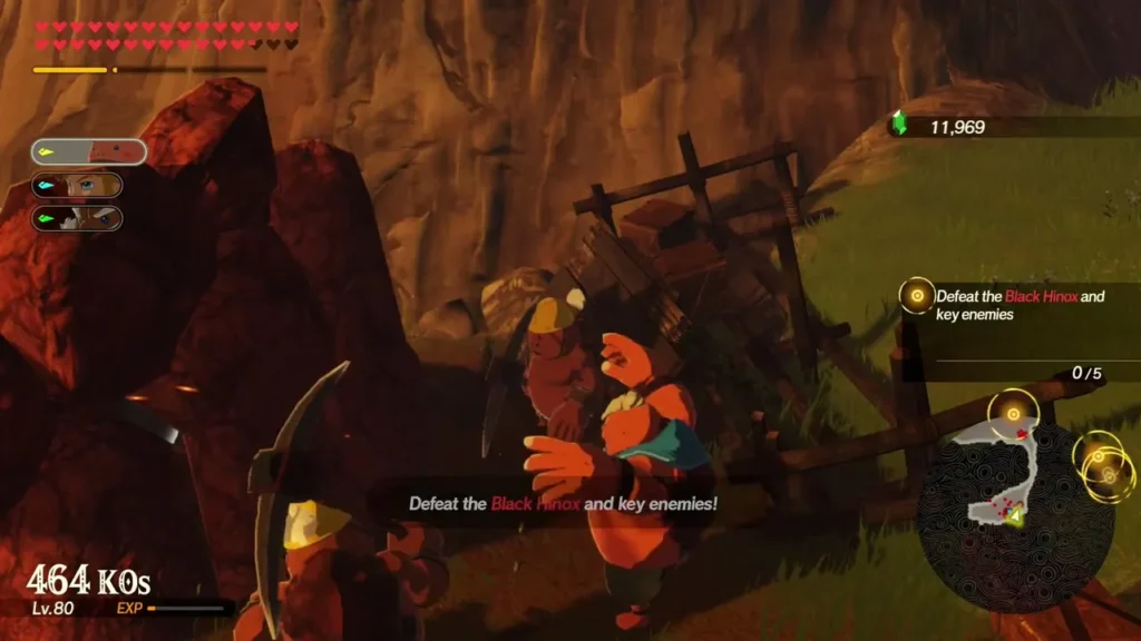 Banner reads Defeat the Black Hinox and key enemies as the final monster wave begins Banner reads Defeat the Black Hinox and key enemies as the final monster wave begins