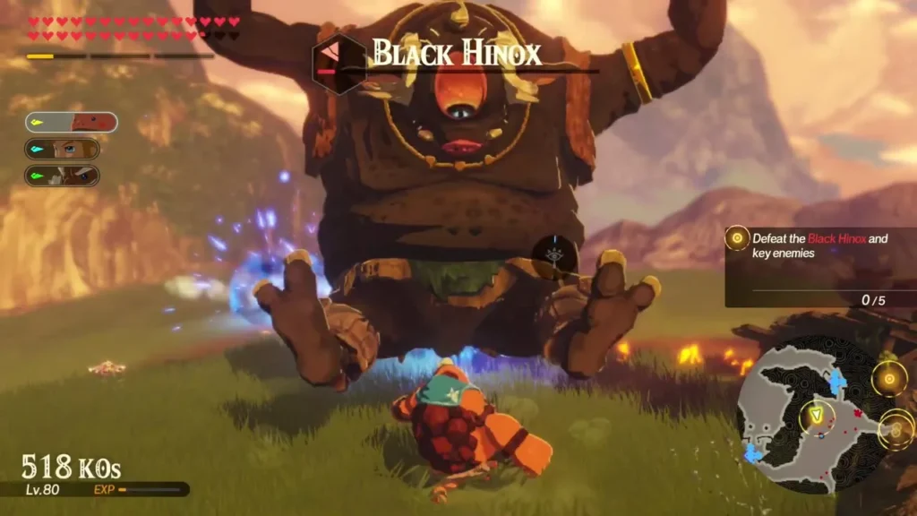 Black Hinox name bar appears above the giant beast towering over the grassland Black Hinox name bar appears above the giant beast towering over the grassland