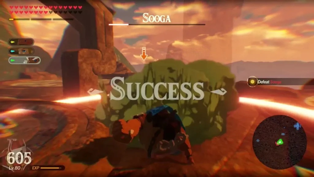 SUCCESS banner appears over the arena as the Sooga name bar stays on screen SUCCESS banner appears over the arena as the Sooga name bar stays on screen