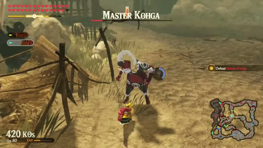 Master Kohga stands in the lab fight while the KO counter reads 420 Master Kohga stands in the lab fight while the KO counter reads 420