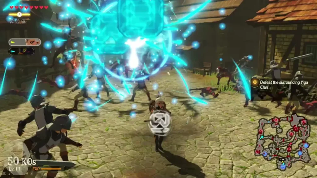 A burst of energy in the village square as the Yiga Clan closes in on the group A burst of energy in the village square as the Yiga Clan closes in on the group