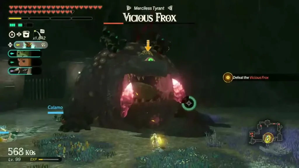 The Vicious Frox looms over the party in A Vicious Battle: The Depths