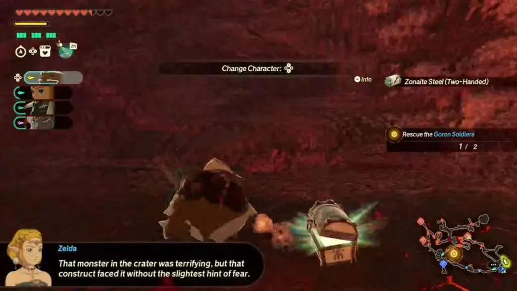 A chest gives Zonaite Steel (Two-Handed) in a Goron mine