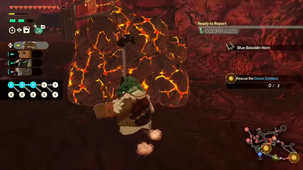 Agraston smashes a rock monster while an aside quest task reads ready to report Agraston smashes a rock monster while an aside quest task reads ready to report