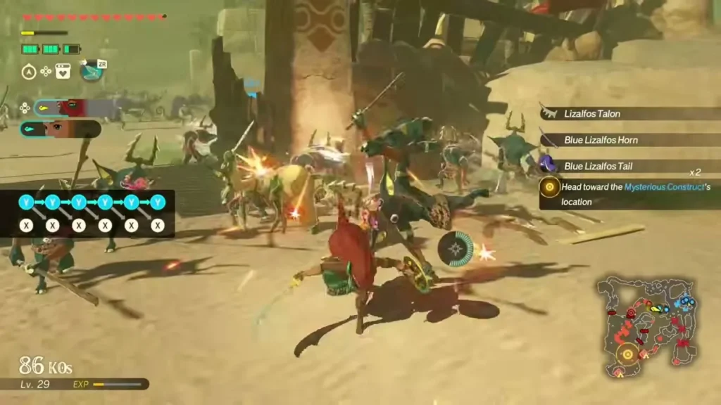 Ardi cuts through a pack of Lizalfos in the desert Ardi cuts through a pack of Lizalfos in the desert