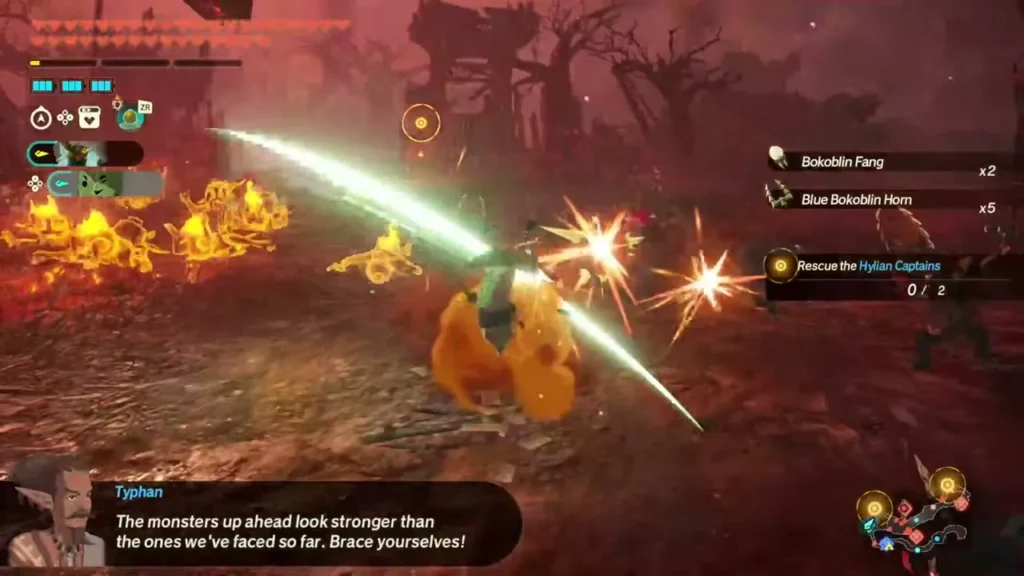 Calamo slashes Bokoblins as Typhan warns of stronger monsters Calamo slashes Bokoblins as Typhan warns of stronger monsters