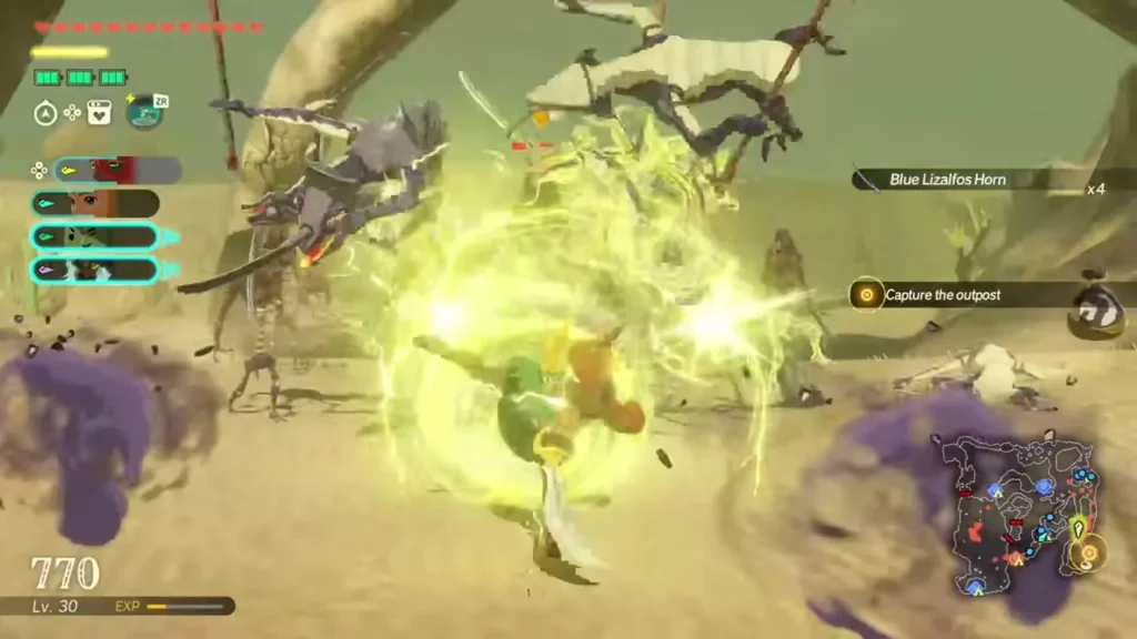 The Mysterious Construct unleashes a spinning lightning attack in the desert The Mysterious Construct unleashes a spinning lightning attack in the desert