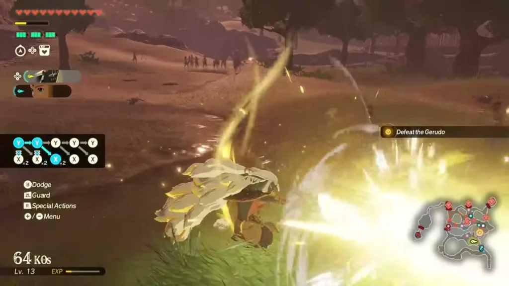 Rauru lands a golden strike on Gerudo soldiers Rauru lands a golden strike on Gerudo soldiers