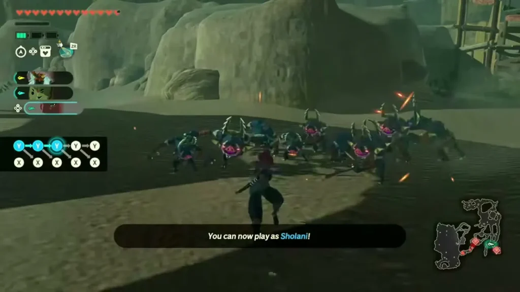 Sholani joins the fight against Bokoblins in the desert Sholani joins the fight against Bokoblins in the desert