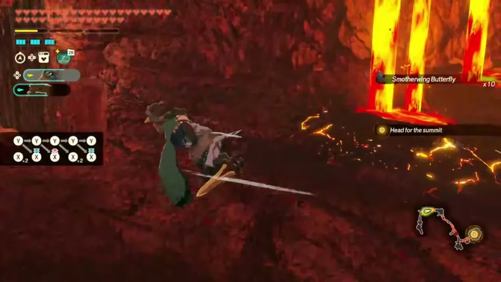 Vence leaps across a lava cave with sword drawn Vence leaps across a lava cave with sword drawn