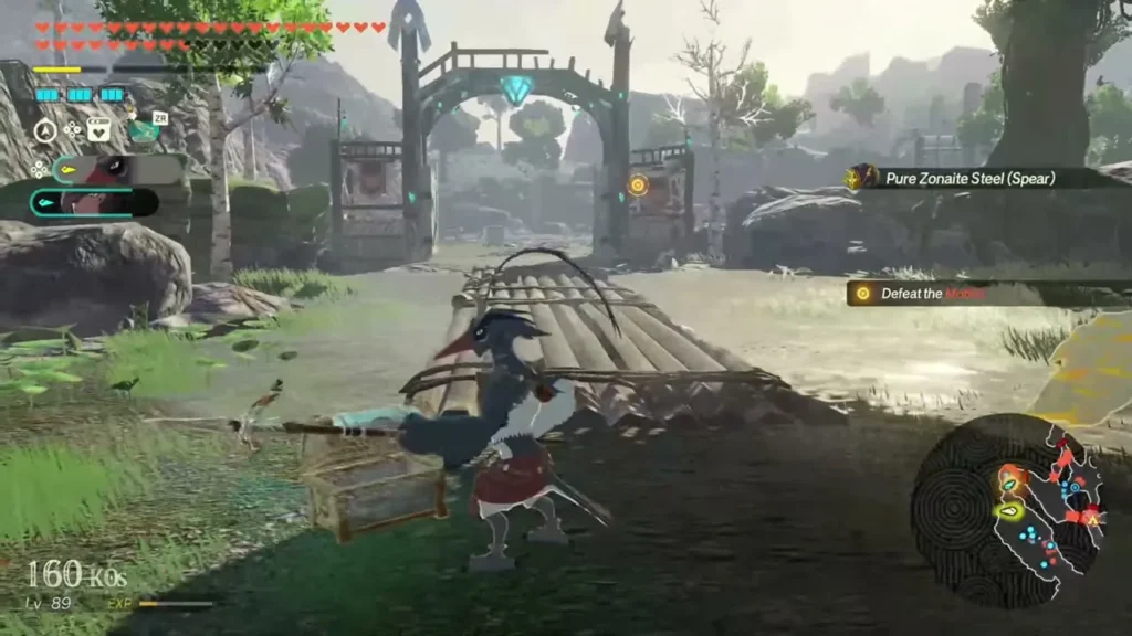 Pure Zonaite Steel (Spear) appears after a chest opens beside a log raft Pure Zonaite Steel (Spear) appears after a chest opens beside a log raft