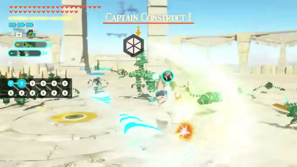 Two allies fight Captain Construct constructs in the Sky Island Sparring Circle Two allies fight Captain Construct constructs in the Sky Island Sparring Circle