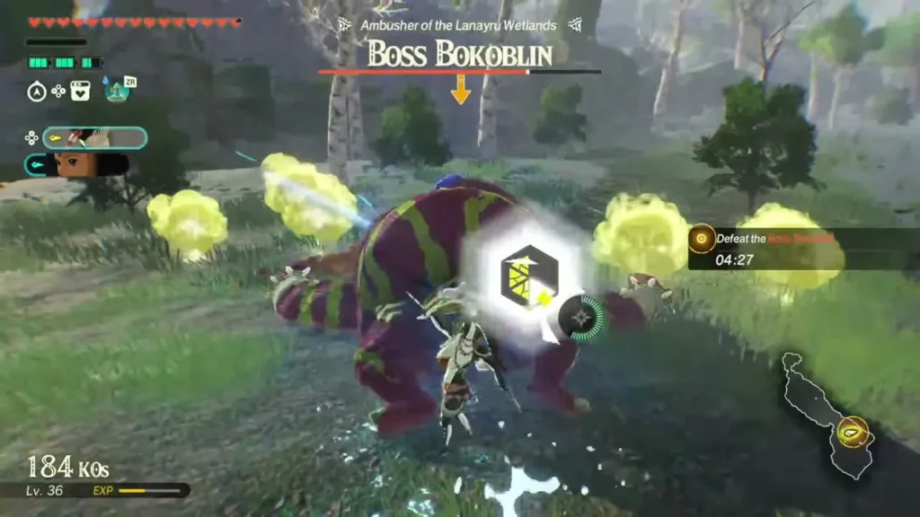 A warrior fights the Boss Bokoblin, Ambusher of the Lanayru Wetlands A warrior fights the Boss Bokoblin, Ambusher of the Lanayru Wetlands