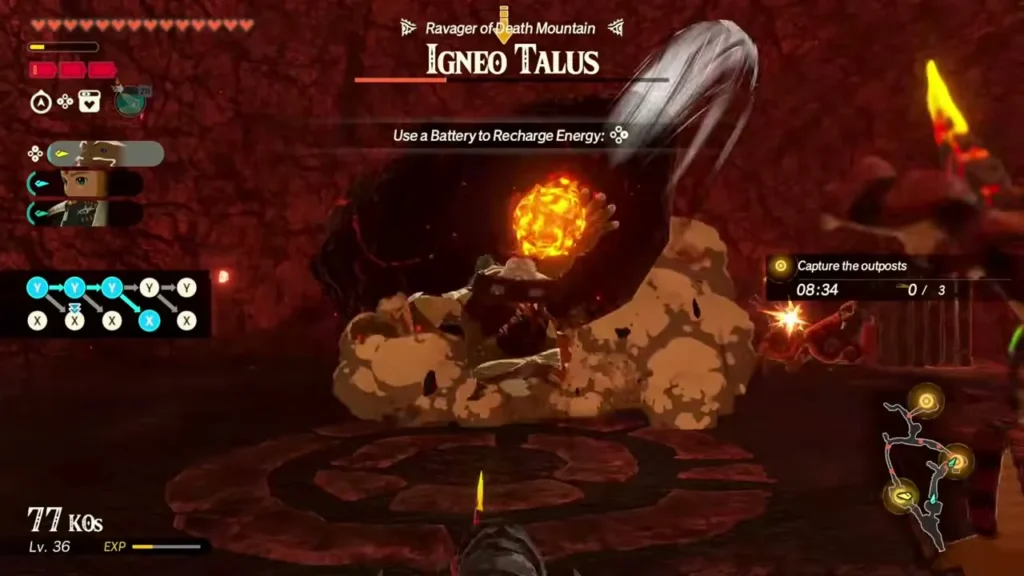 A warrior faces the Igneo Talus, Ravager of Death Mountain, on the way up the volcano A warrior faces the Igneo Talus, Ravager of Death Mountain, on the way up the volcano
