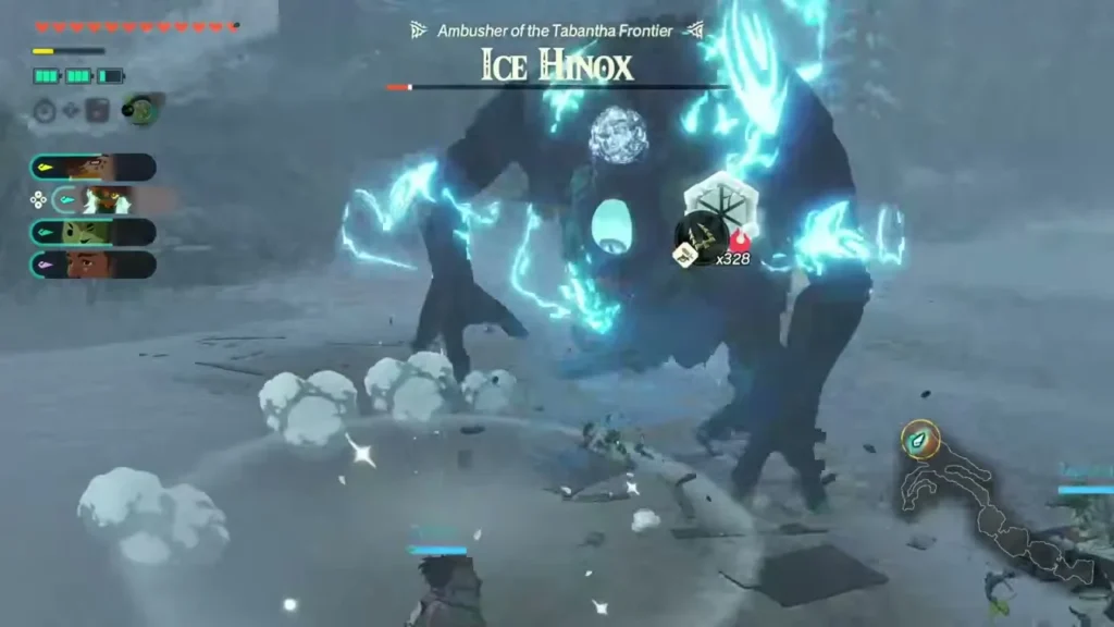 The Ice Hinox crackles with frost lightning as snow kicks up on the Tabantha Frontier The Ice Hinox crackles with frost lightning as snow kicks up on the Tabantha Frontier