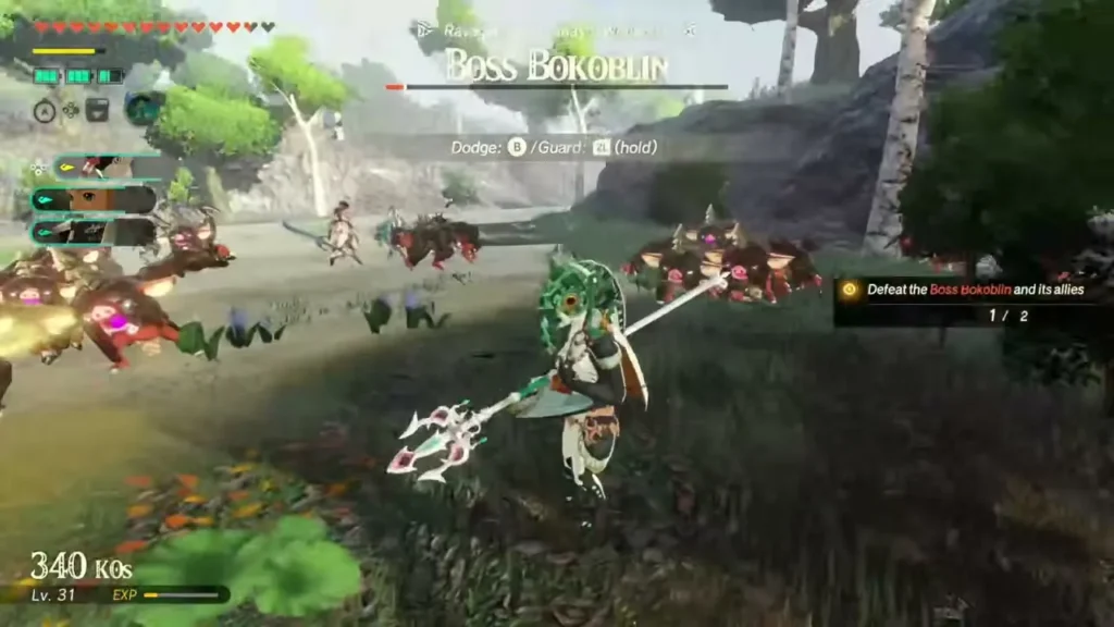 Qia closes in on the Boss Bokoblin ravaging the Lanayru Wetlands Qia closes in on the Boss Bokoblin ravaging the Lanayru Wetlands
