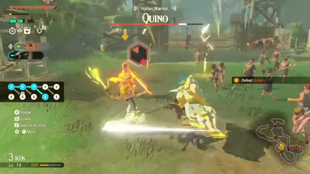 Zelda spars with Hylian Warrior Quino on the training grounds at Hyrule Castle Zelda spars with Hylian Warrior Quino on the training grounds at Hyrule Castle