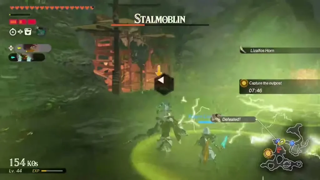 A warrior defeats a Stalmoblin while capturing an outpost in Damel Forest A warrior defeats a Stalmoblin while capturing an outpost in Damel Forest