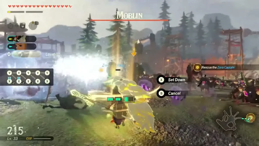 A Moblin attacks in the Lanayru Wetlands as the Zora Captain is rescued A Moblin attacks in the Lanayru Wetlands as the Zora Captain is rescued