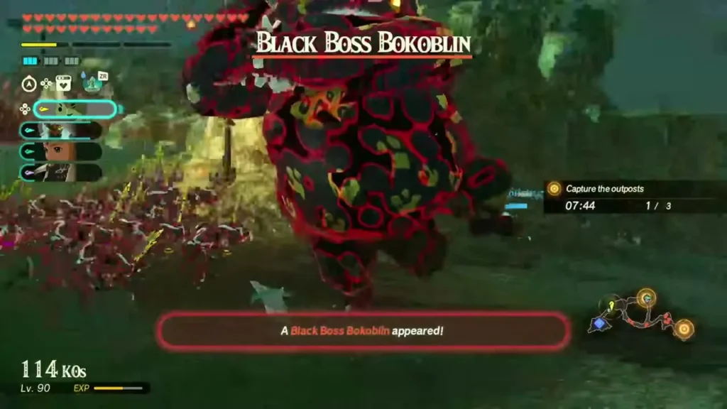 A Black Boss Bokoblin appears with a horde in the Seres Scablands A Black Boss Bokoblin appears with a horde in the Seres Scablands