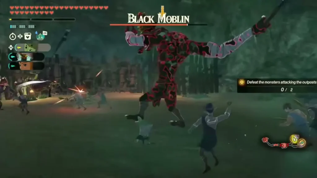 A Black Moblin attacks the outposts of Tanagar Canyon A Black Moblin attacks the outposts of Tanagar Canyon
