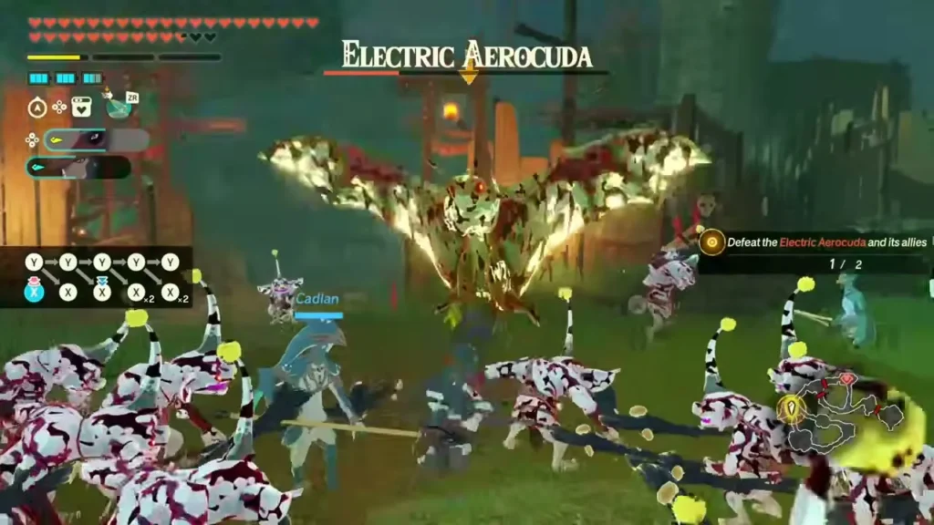 Pinnec and Cadlan fight an Electric Aerocuda and a horde of Bokoblins Pinnec and Cadlan fight an Electric Aerocuda and a horde of Bokoblins