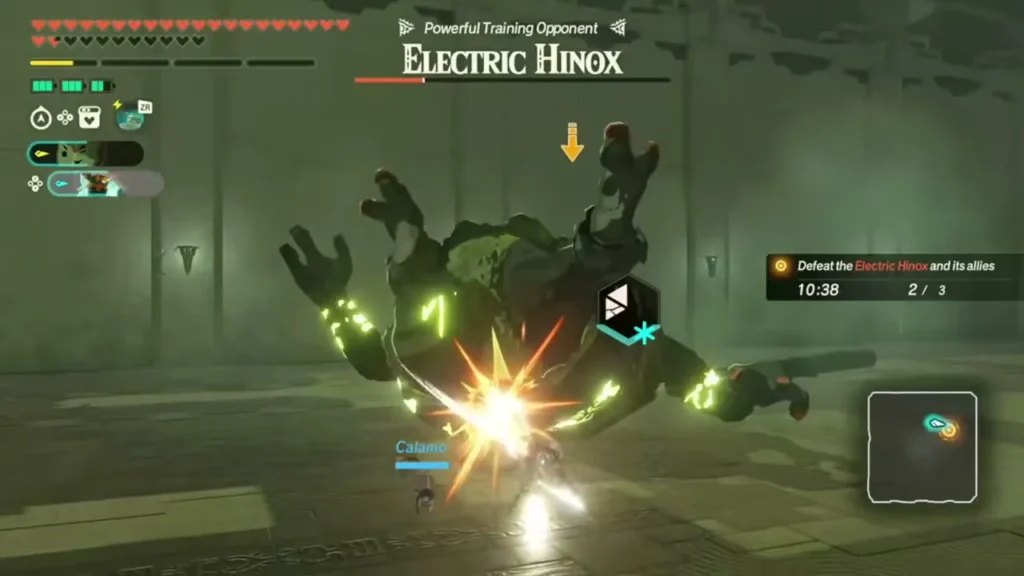 Calamo strikes a toppled Electric Hinox, the last of the three giants Calamo strikes a toppled Electric Hinox, the last of the three giants