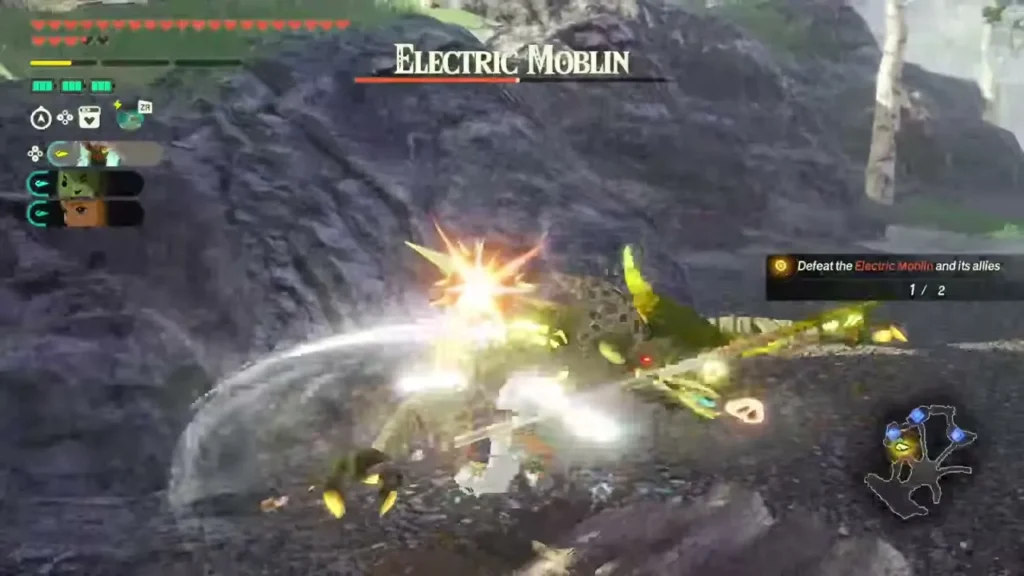 Zelda fights an Electric Moblin in the Lanayru Wetlands Zelda fights an Electric Moblin in the Lanayru Wetlands