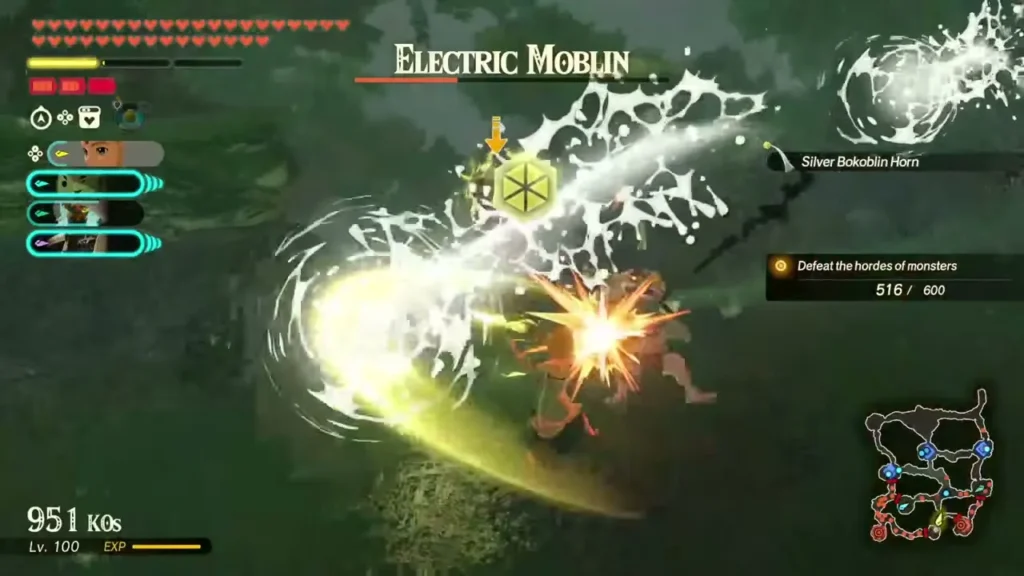 An Electric Moblin falls as the horde counter climbs toward 600 An Electric Moblin falls as the horde counter climbs toward 600