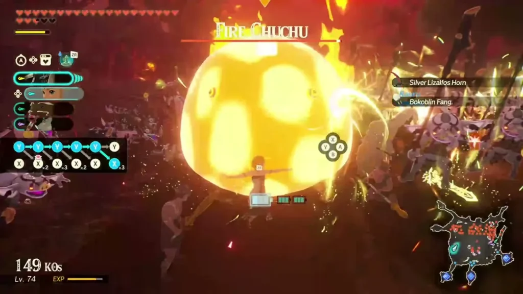 A giant Fire Chuchu looms over the party in Central Hyrule Field A giant Fire Chuchu looms over the party in Central Hyrule Field