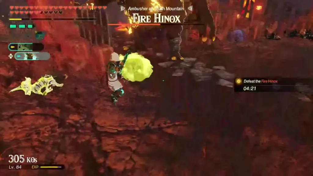 The Fire Hinox, ambusher of Death Mountain, rises in the lava-lit cavern The Fire Hinox, ambusher of Death Mountain, rises in the lava-lit cavern