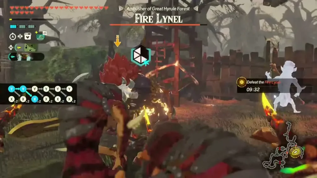 A Fire Lynel, ambusher of Great Hyrule Forest, charges the party A Fire Lynel, ambusher of Great Hyrule Forest, charges the party