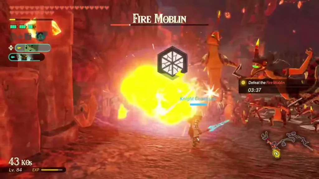 A Fire Moblin is hit by an explosion on the volcanic slopes of Death Mountain A Fire Moblin is hit by an explosion on the volcanic slopes of Death Mountain