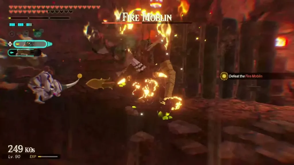 A burning Fire Moblin blocks the way up Death Mountain A burning Fire Moblin blocks the way up Death Mountain