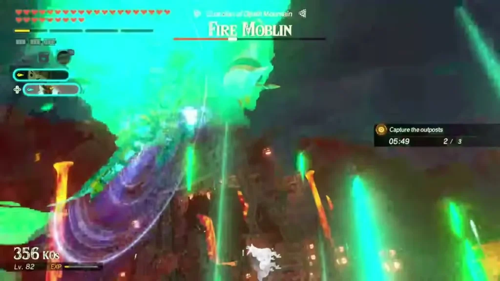 The Fire Moblin, guardian of Death Mountain, is struck by a blast of green light The Fire Moblin, guardian of Death Mountain, is struck by a blast of green light