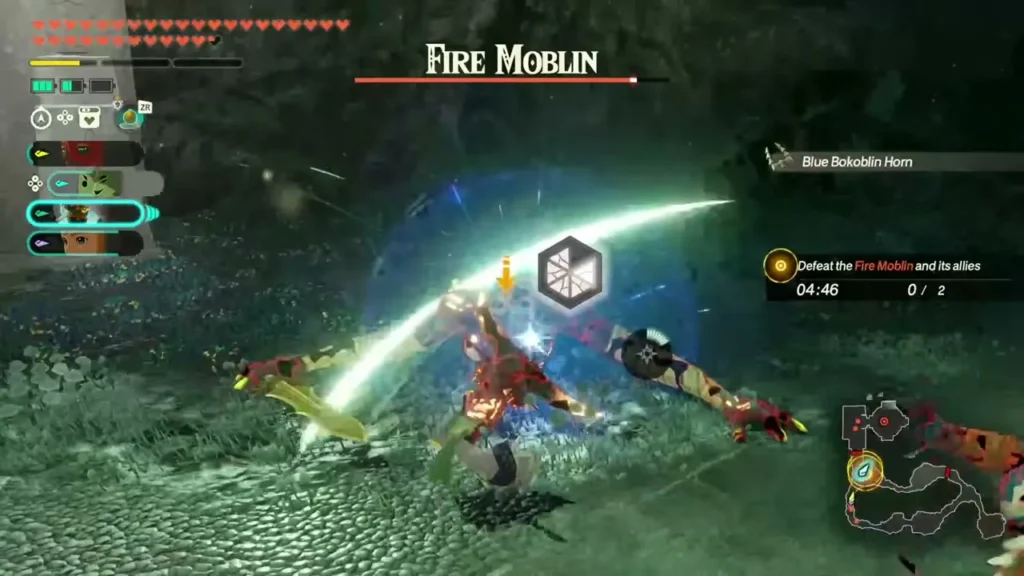 Zelda fights a Fire Moblin in the Depths Zelda fights a Fire Moblin in the Depths