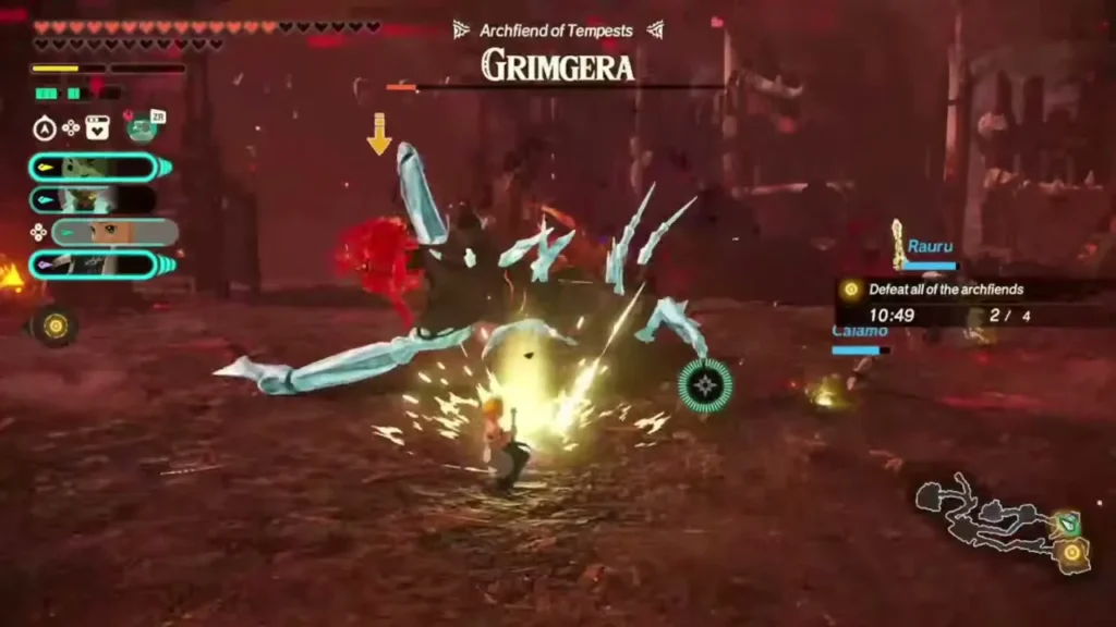 Zelda and allies fight Grimgera, Archfiend of Tempests Zelda and allies fight Grimgera, Archfiend of Tempests
